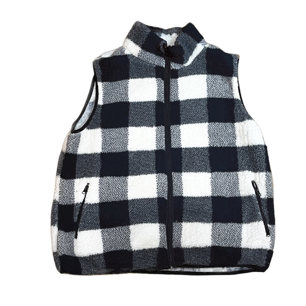 PLUS Buffalo plaid sherpa vest NWT